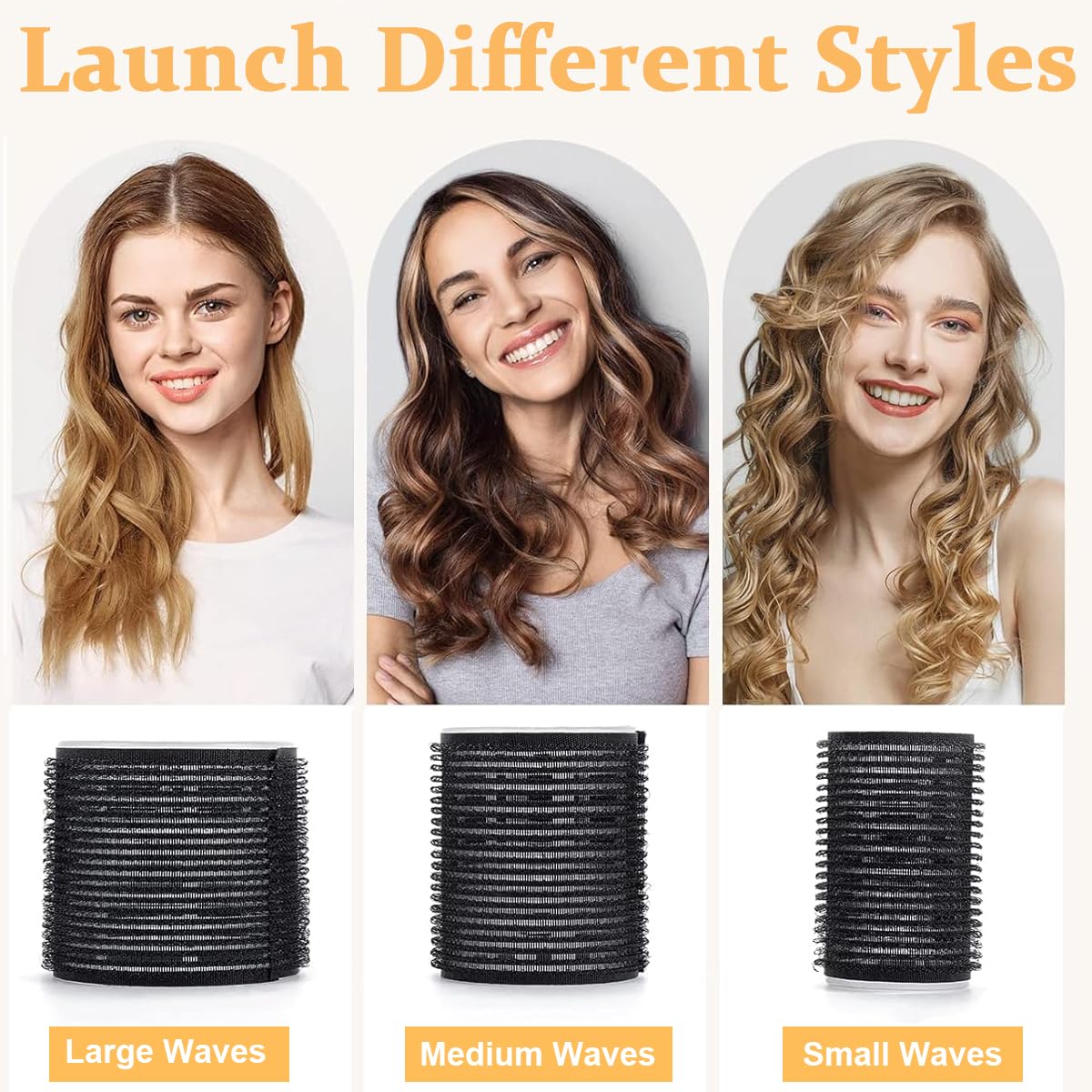 MAYCREATE Heatless Hair Roller for Women Girls, 12pcs Hair Curler Rollers 3 Sizes (4 Jumbo, 4 Large, 4 Medium) & 12 Bang Clips Kit for Thin Thick Volume Hair - Black MAYCREATE Heatless Hair Roller for Women Girls, 12pcs Hair Curler Rollers 3 Sizes (4 Jumbo, 4 Large, 4 Medium) & 12 Bang Clips Kit for Thin Thick Volume Hair - Black